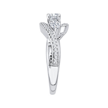 Round Diamond Three-Stone Engagement Ring in 14K White Gold